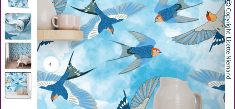 The Sky’s the Limit swallow wallpaper design – Spoonflower Break Room Challenge